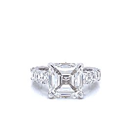 9 Carat Asscher Cut Lab Grown Diamond Engagement Ring. IGI Certified Eternity Band