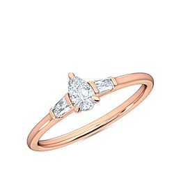 0.30 Ct Pear and Baguette Cut Petite Lab Grown Diamond Ring in 14K Rose Gold (E-F, VS1-VS2, 0.30 cttw) by MadeForUs