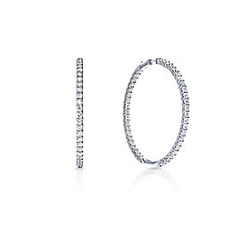 True Carat Round Brilliant Diamond Hoop Earrings in 14 Karat White Gold