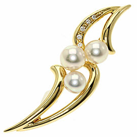 TASAKI 18k Yellow Gold Akoya Pearl Diamond Brooch LXGQJ-1201