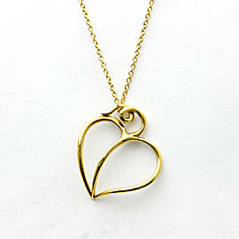 TIFFANY & Co 18K Yellow Gold Leaf Heart Pendant Necklace LXGoodsLE-545