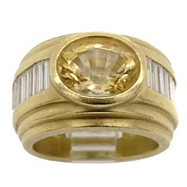 B. Kieselstein Cord Diamond Lemon Citrine 18 Karat Gold Ring