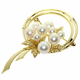 MIKIMOTO 18k/14K Yellow Gold Akoya Pearl Brooch LXGQJ-1217