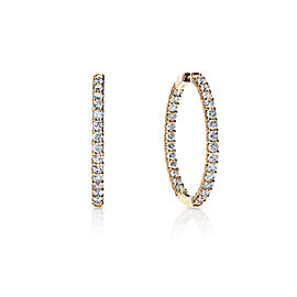 Avery Carat Round Brilliant Diamond Hoop Earrings in 14 Karat Yellow Gold