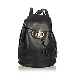 Ferragamo Gancini Leather Drawstring Backpack