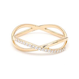 18K Yellow Gold with 0.12ct. Diamond Twisted Band Ring Size 6.75