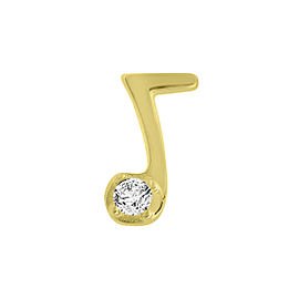 14k Yellow Gold Diamond Note Single Earring