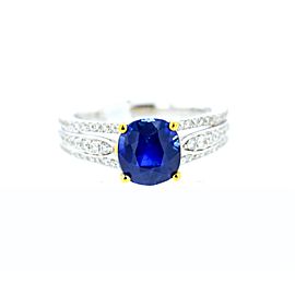 18K White Gold Oval Sapphire and Diamond Ring