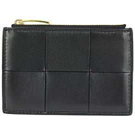 Bottega Veneta Black Intrecciato Leather Zipped Card Holder 1123bv34