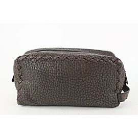 Bottega Veneta Brown Leather Cosmetic Pouch Toiletry Case 927bot37