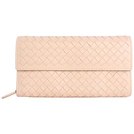 Bottega Veneta Fold-over Flap Wallet 5mz0828 Pink Leather Clutch