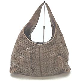 Bottega Veneta Brown Leather Intrecciato Hobo Shoulder Bag 863075