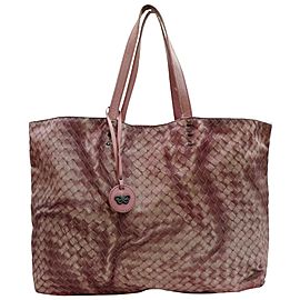 Bottega Veneta Intreccio Woven Shopper 872373 Pink Nylon Tote