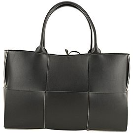 Bottega Veneta Black White Arco Woven East-West Tote bag 473bot34