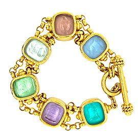 Elizabeth Locke 18k Gold Venetian Glass Intaglio Animal Bracelet