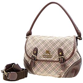 Burberry Blue Label Flap Bag Nova Check 2way 232549 Brown Canvas Satchel