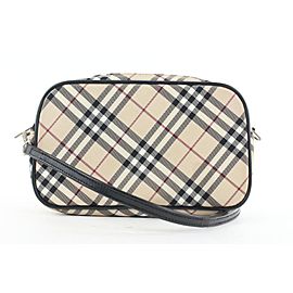 Burberry Blue Label Beige Nova Check Wristlet Pouch Bag 441bur61