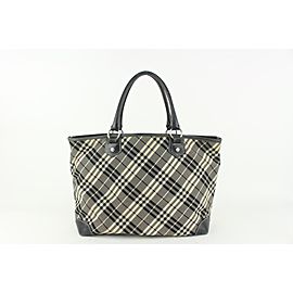 Burberry Blue Label Black Nova Check Smoke Shopper Tote Grey 928bur78