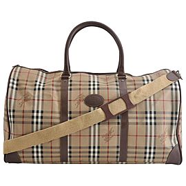 Burberry Duffle Boston with Strap Nova Check 872425 Beige Coated Canvas Weekend/Travel Bag