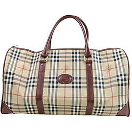 Burberry Duffle Nova Check Boston 871445 Brown Coated Canvas Weekend/Travel Bag