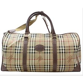 Burberry Duffle Nova Check Boston with Strap 1bur615 Beige Coated Canvas Weekend/Travel Bag