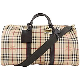 Burberry Beige Nova Check Boston Duffle Bag with Strap 304bur217