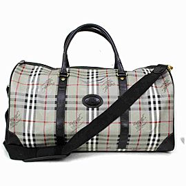 Burberry Grey Nova Check Boston Duffle Bag with Strap 518bur68