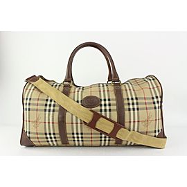 Burberry Beige Nova Check Boston Duffle Bag with Strap Travel 827bur92