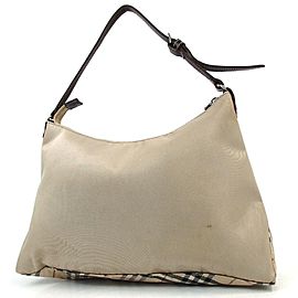 Burberry Hobo Nova Check 872778 Beige Canvas Shoulder Bag