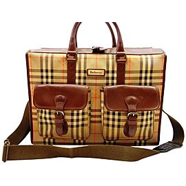 Burberry Beige Nova Check 2way Attache Briefcase Bag with Strap 240167