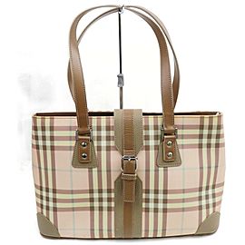 Burberry Nova Check Belt Sopper Novacheck 872597 Pink Cotton Blend Tote