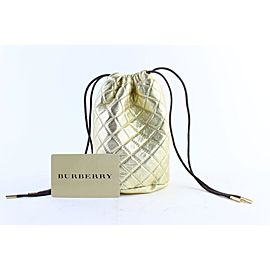 Burberry Quilted Metallic Shoe Pouch 25bur0702 Gold Nylon Backpack