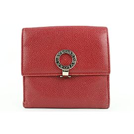 BVLGARI Red Leather Compact Flap Wallet 675bvl318