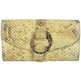 BVLGARI Beige-Yellow Python Flap Wallet 1216bvl43