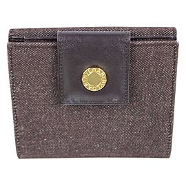 BVLGARI Compact Wallet 4mj922 Brown Denim Clutch