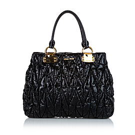 Miu Miu Matelasse Patent Leather Tote Bag