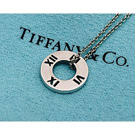 TIFFANY & Co. silver small atlas round circle pendant Necklace