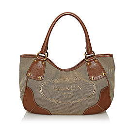 Prada Logo Canvas Shoulder Bag