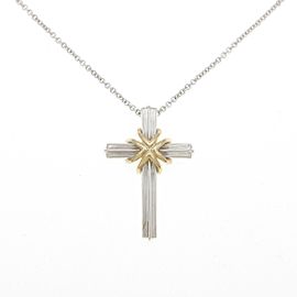 TIFFANY & Co 925 Silver 18k Yellow Gold Cross Necklace LXGYMK-172