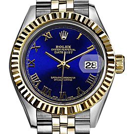 Rolex Datejust Stainless Steel and 18K Yellow Gold with Royal Blue Dial 36mm Mens Watch