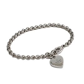 Gucci Sterling Silver Heart Logo Bracelet