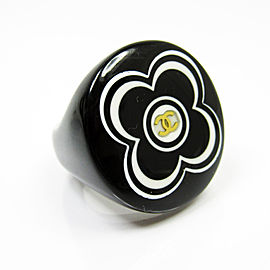 Chanel Plastic Camelia & Coco Mark Ring Size 6