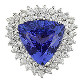 12.72 Carat Tanzanite 14K White Gold Diamond Ring