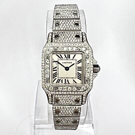 CARTIER SANTOS GALBEE 24mm Quartz Steel 6.60TCW Diamond Watch