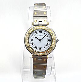 CARTIER SANTOS Ronde 27mm 2 Tone 0.40TCW DIAMOND Watch