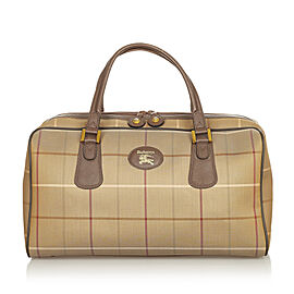 Burberry Plaid Canvas Boston Bag