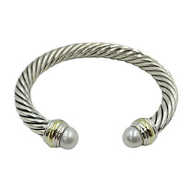 David Yurman Cable Classic Sterling Silver and 14K Yellow Gold with Cultured Pearl Bracelet