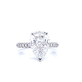 True 5 Carat Pear Shaped Lab Grown Diamond Engagement Ring IGI Certified