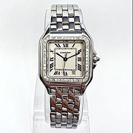 CARTIER PANTHÉRE 27mm Steel Watch 0.48TCW Diamond Bezel