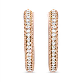 True 18K Rose Gold 1/3 Cttw Round Cut Diamond Hoop Earrings (F-G Color, VS1-VS2 Clarity)